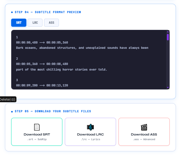 Audio to SRT / Subtitle Convertor preview 4