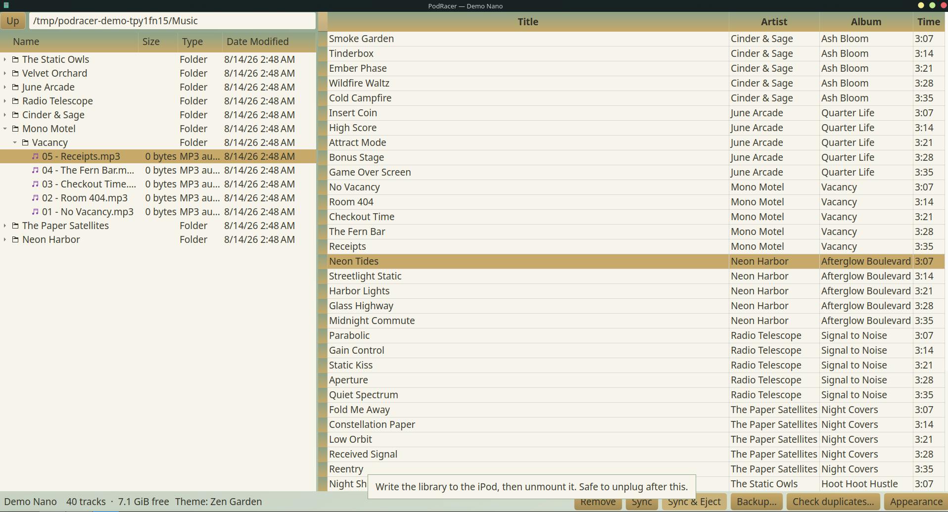PodRacer: Manage your iPod on Linux. preview 4