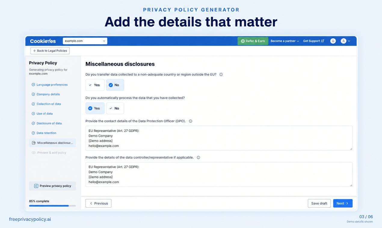 PrivacyPolicy Generator by CookieYes preview 5