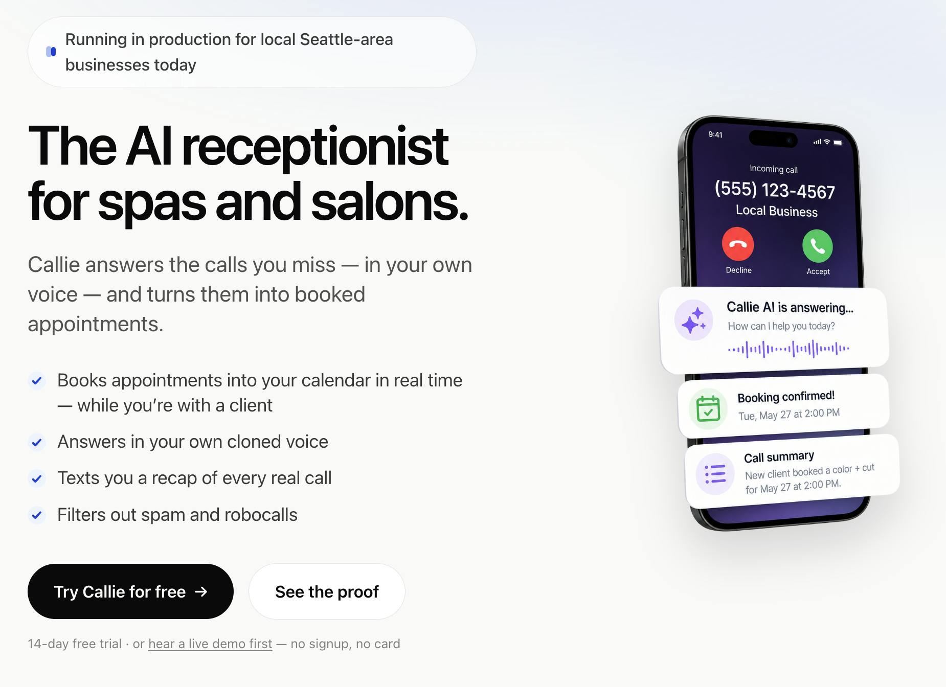 Callie - AI Receptionist by SetAndForget preview 2