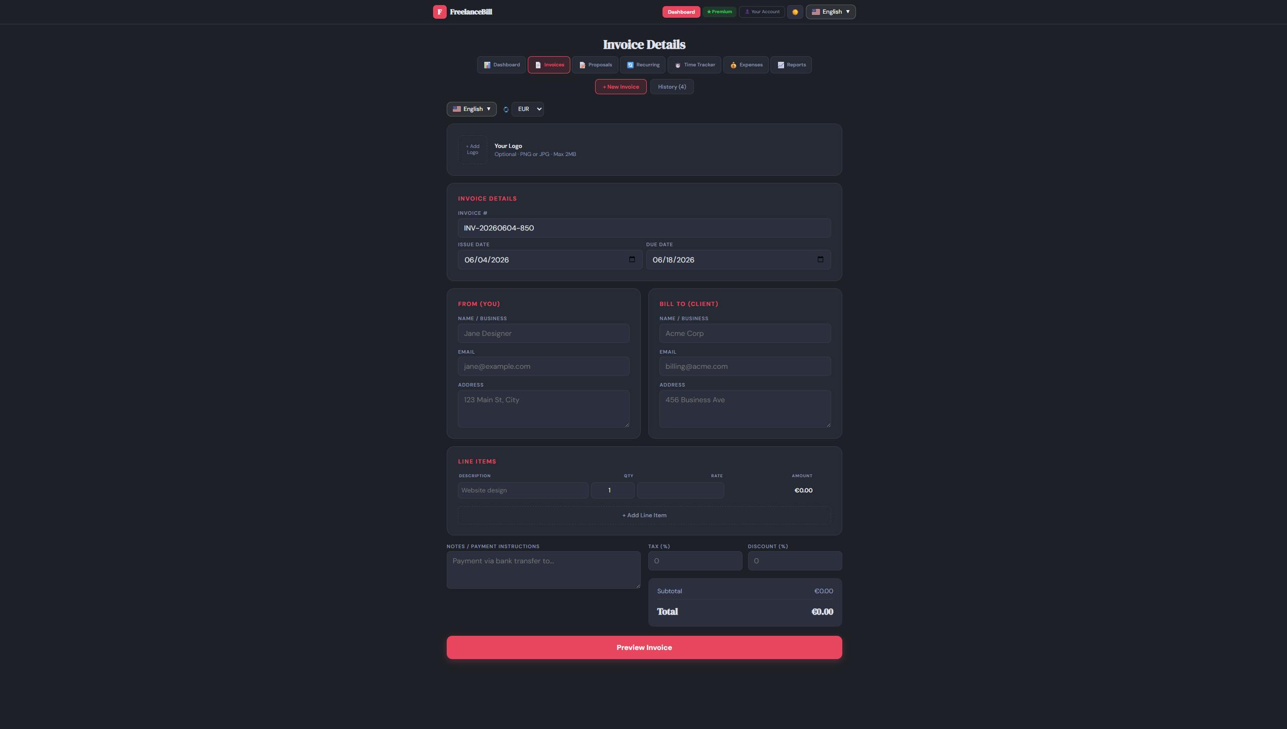 FreelanceBill preview 4