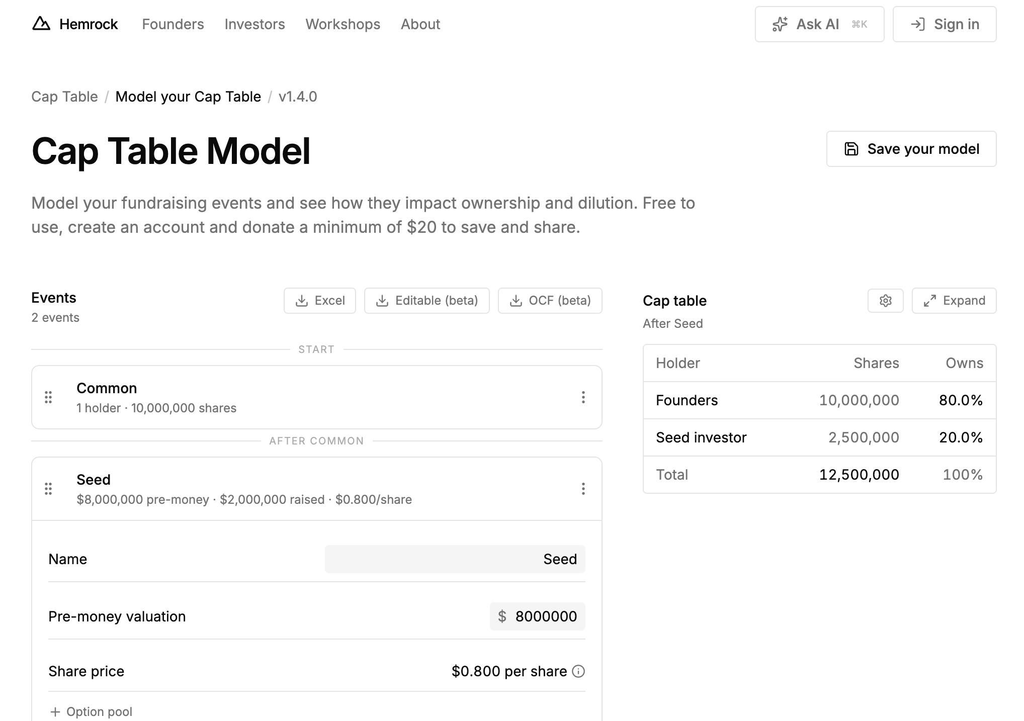 Cap table builder by Hemrock preview 2