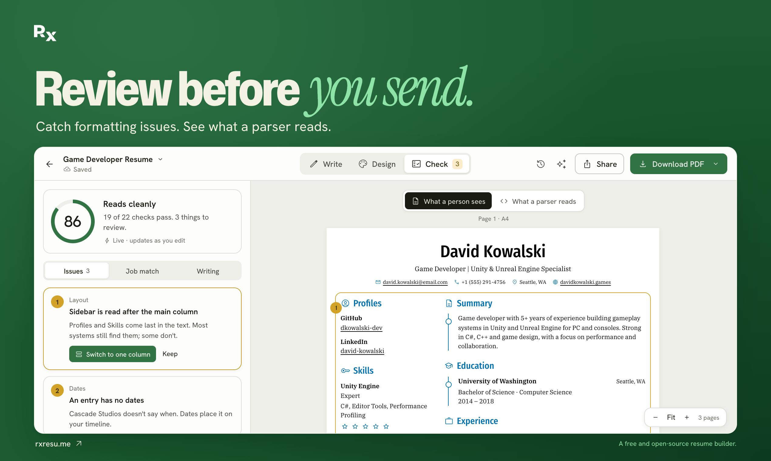 Reactive Resume v6 preview 5