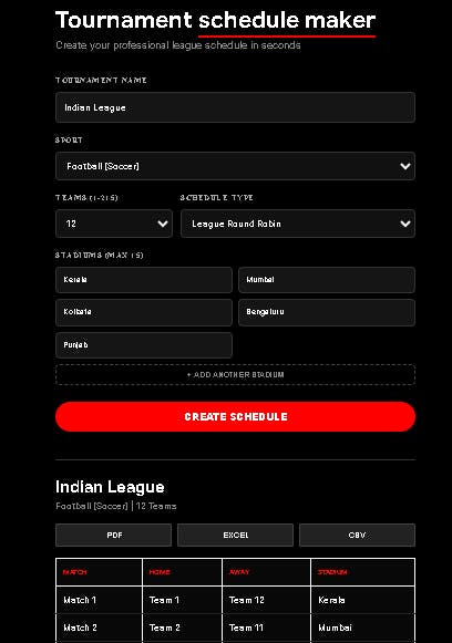 SPORTS Schedule Maker preview 3