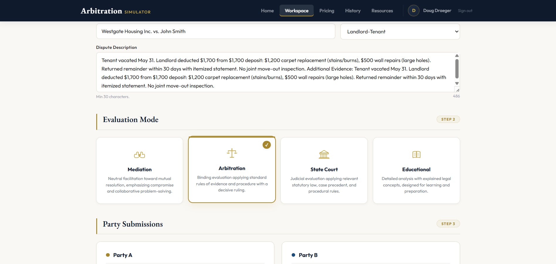 ArbitrationSimulator.com preview 2