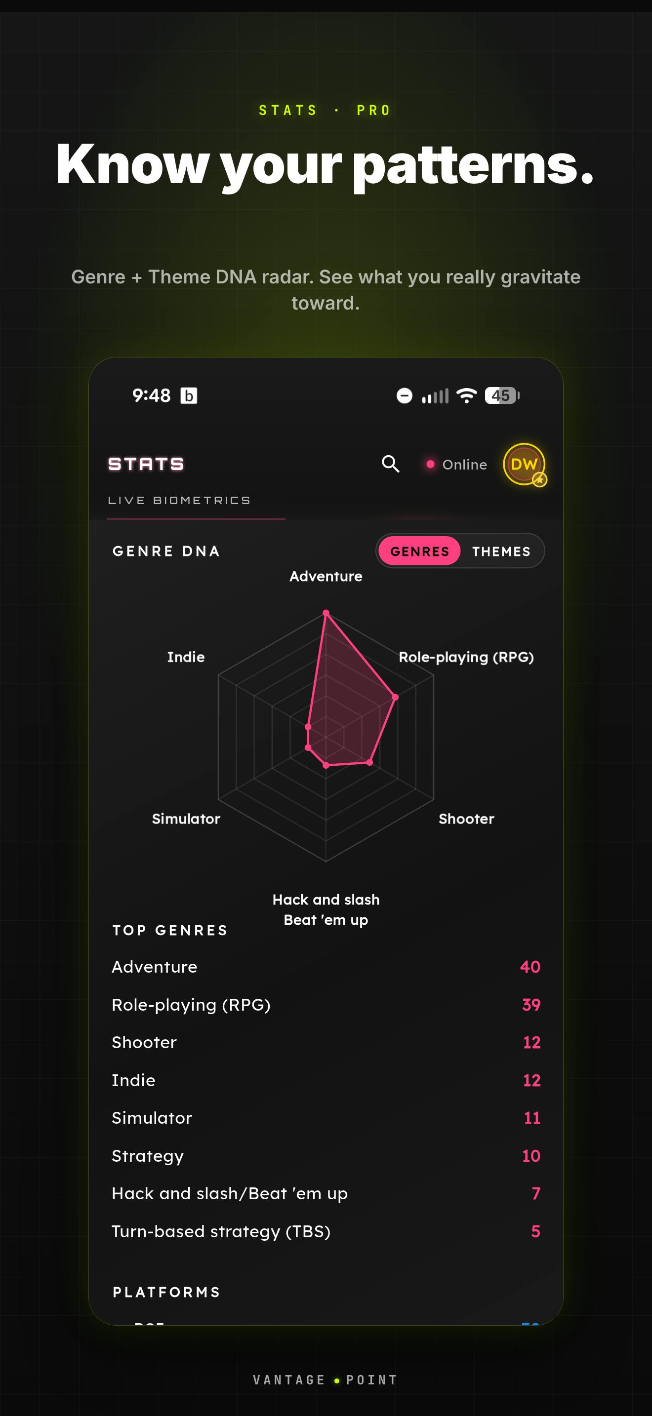 Vantage Point: Game Tracker preview 3