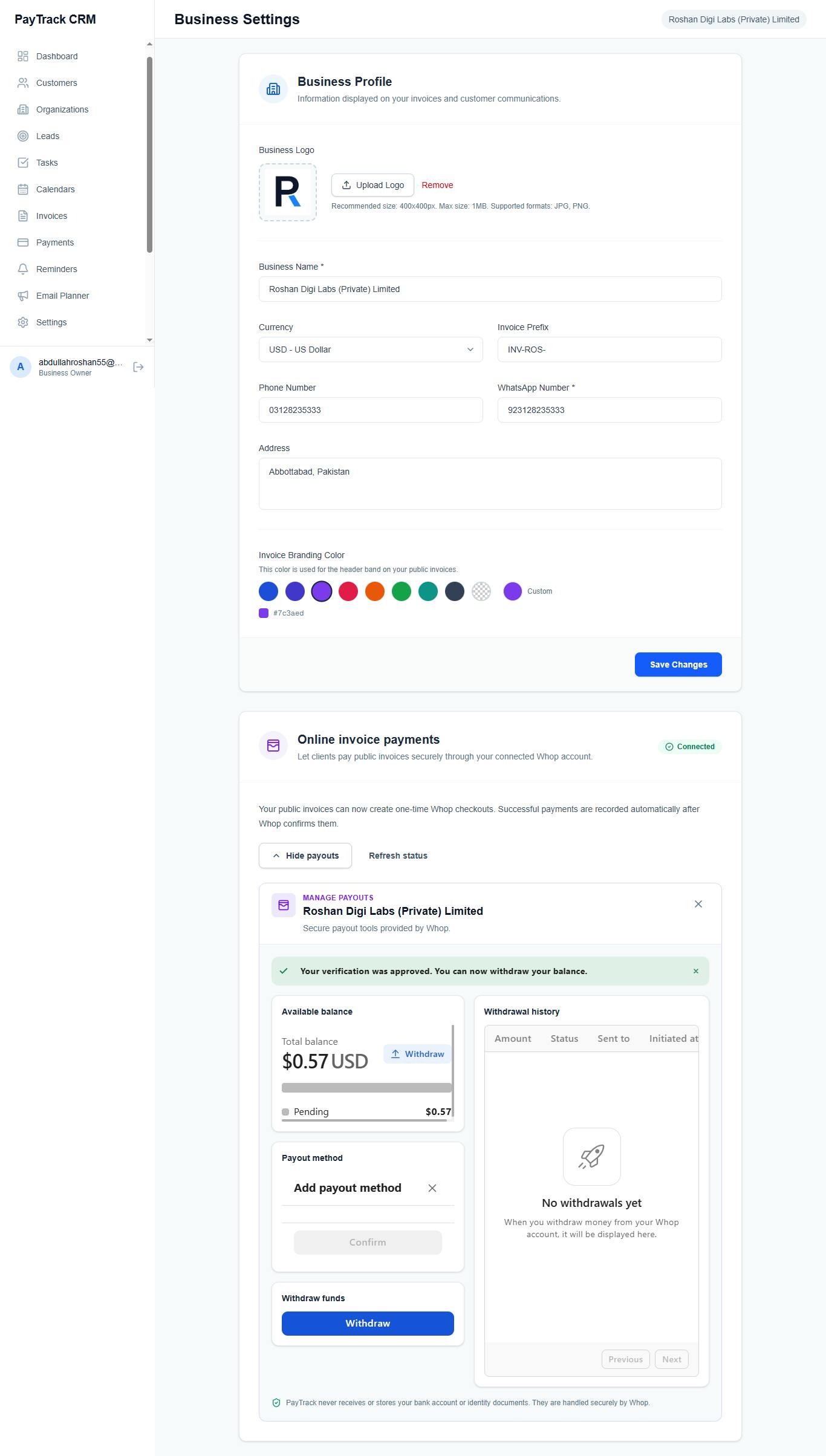 PayTrack CRM - Invoicing Payment System preview 2