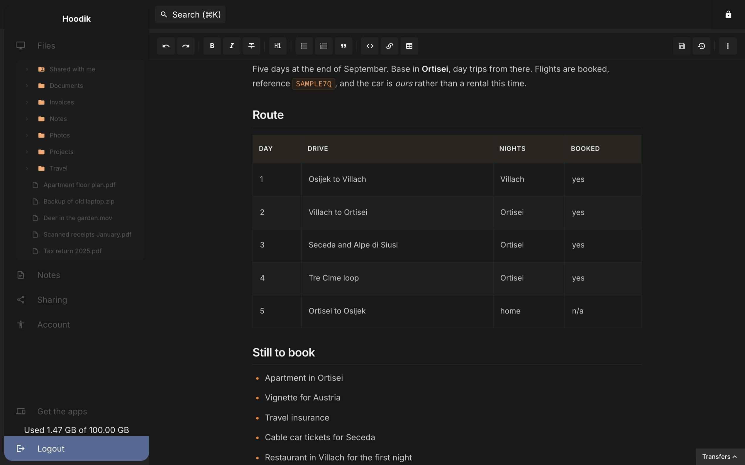 Hoodik Cloud preview 3