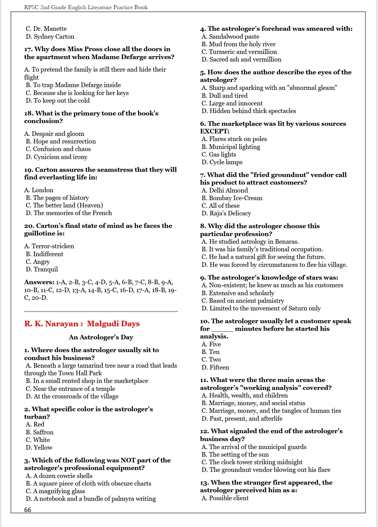 RPSC 2nd Grade English Literature MCQs preview 6