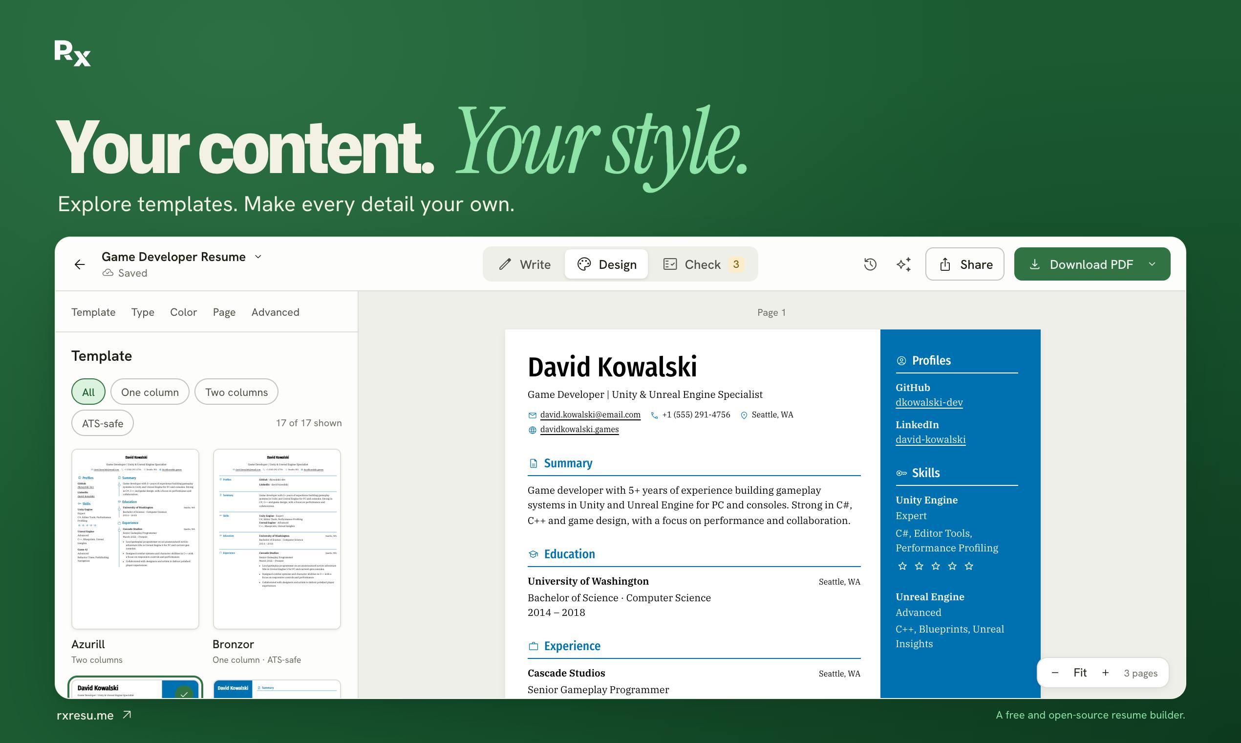 Reactive Resume v6 preview 4