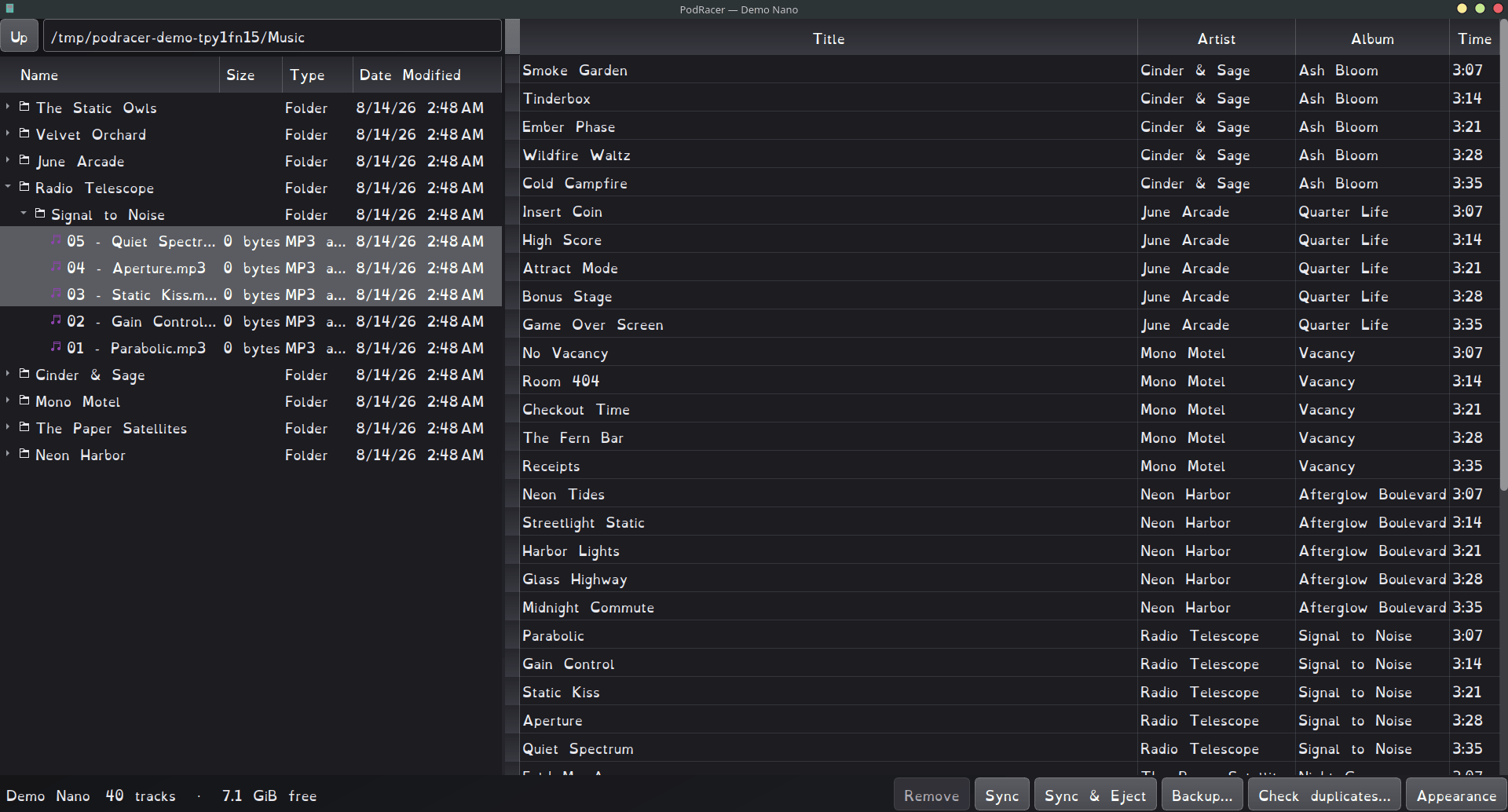 PodRacer: Manage your iPod on Linux. preview 3