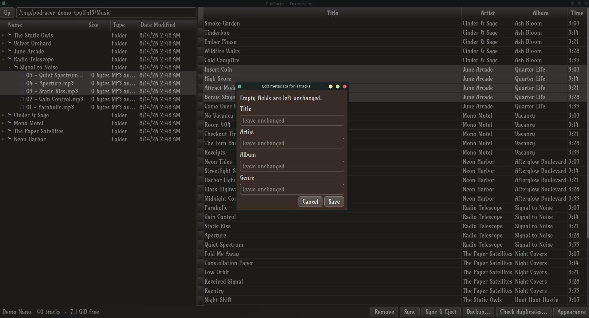 PodRacer: Manage your iPod on Linux. preview 5