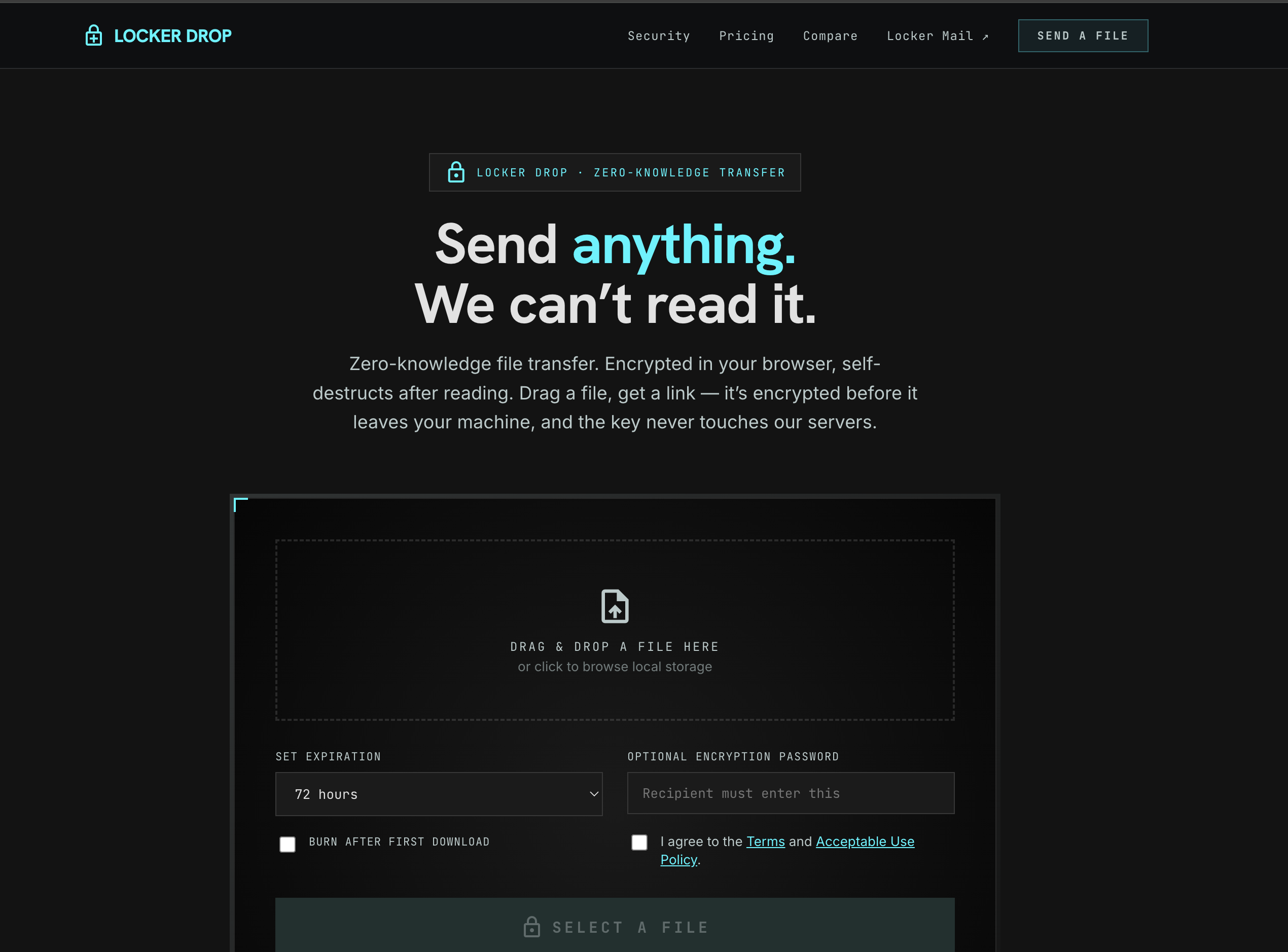 Locker Drop — encrypted file transfers preview 2