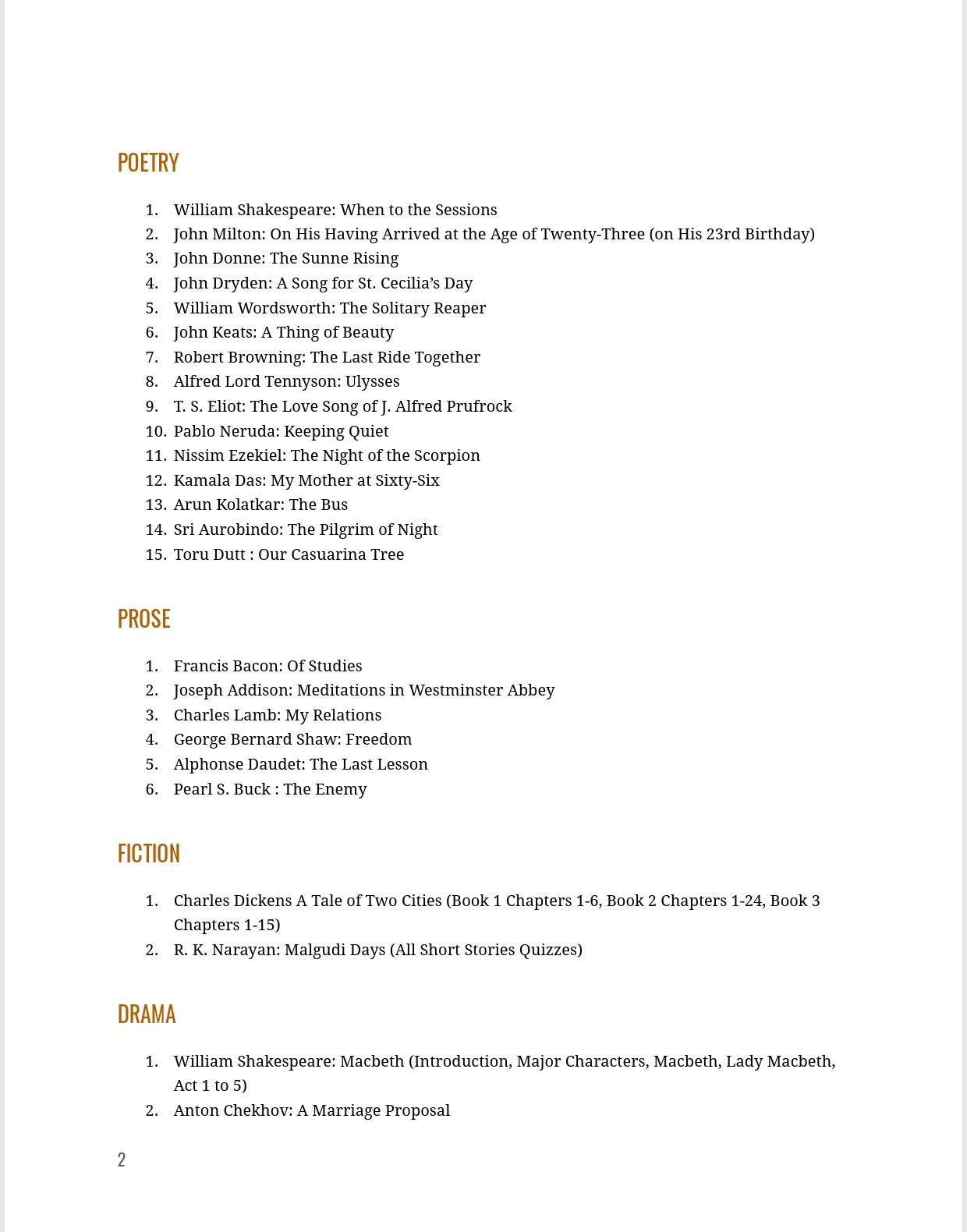 RPSC 2nd Grade English Literature MCQs preview 2