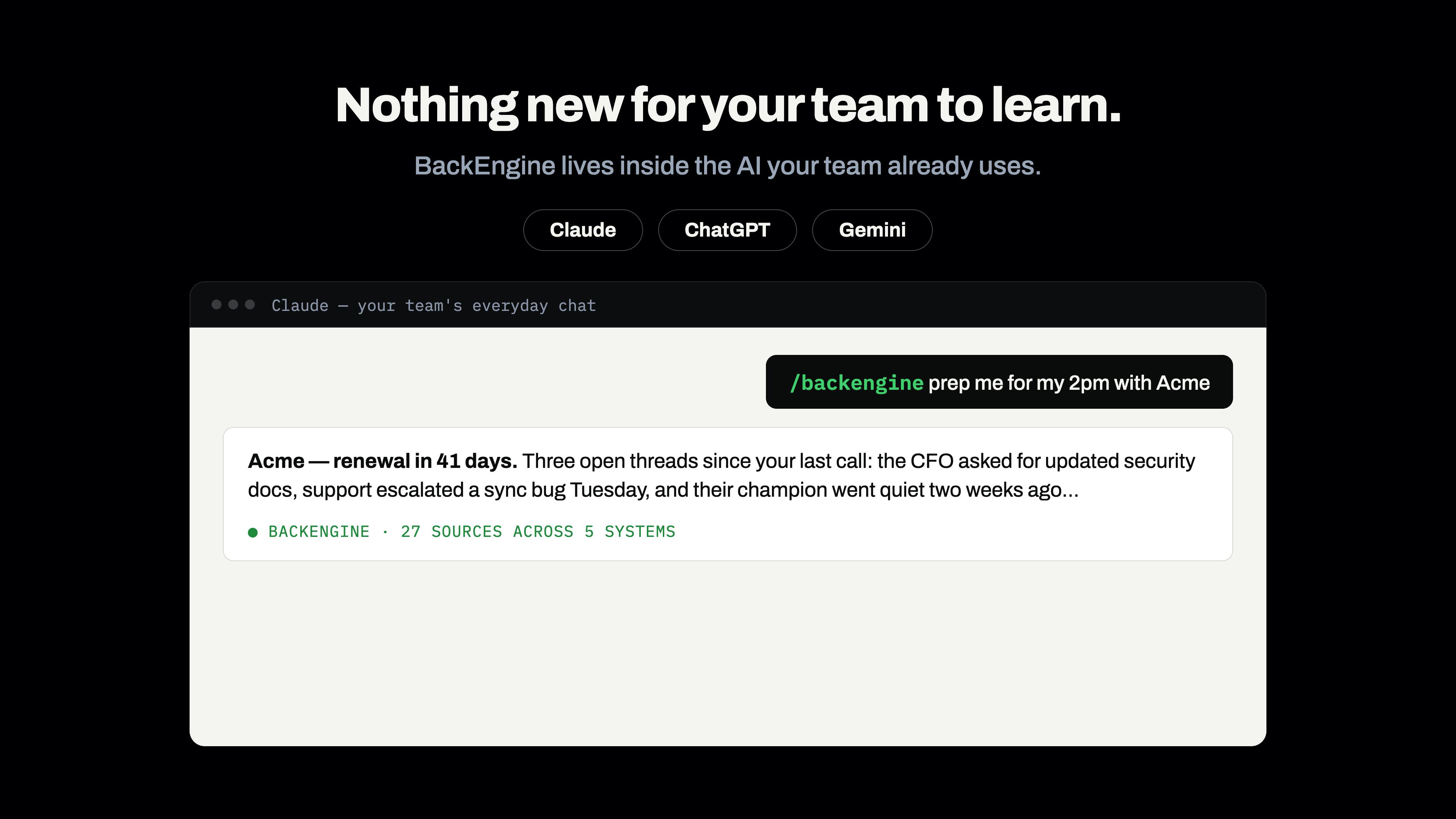 BackEngine MCP preview 3