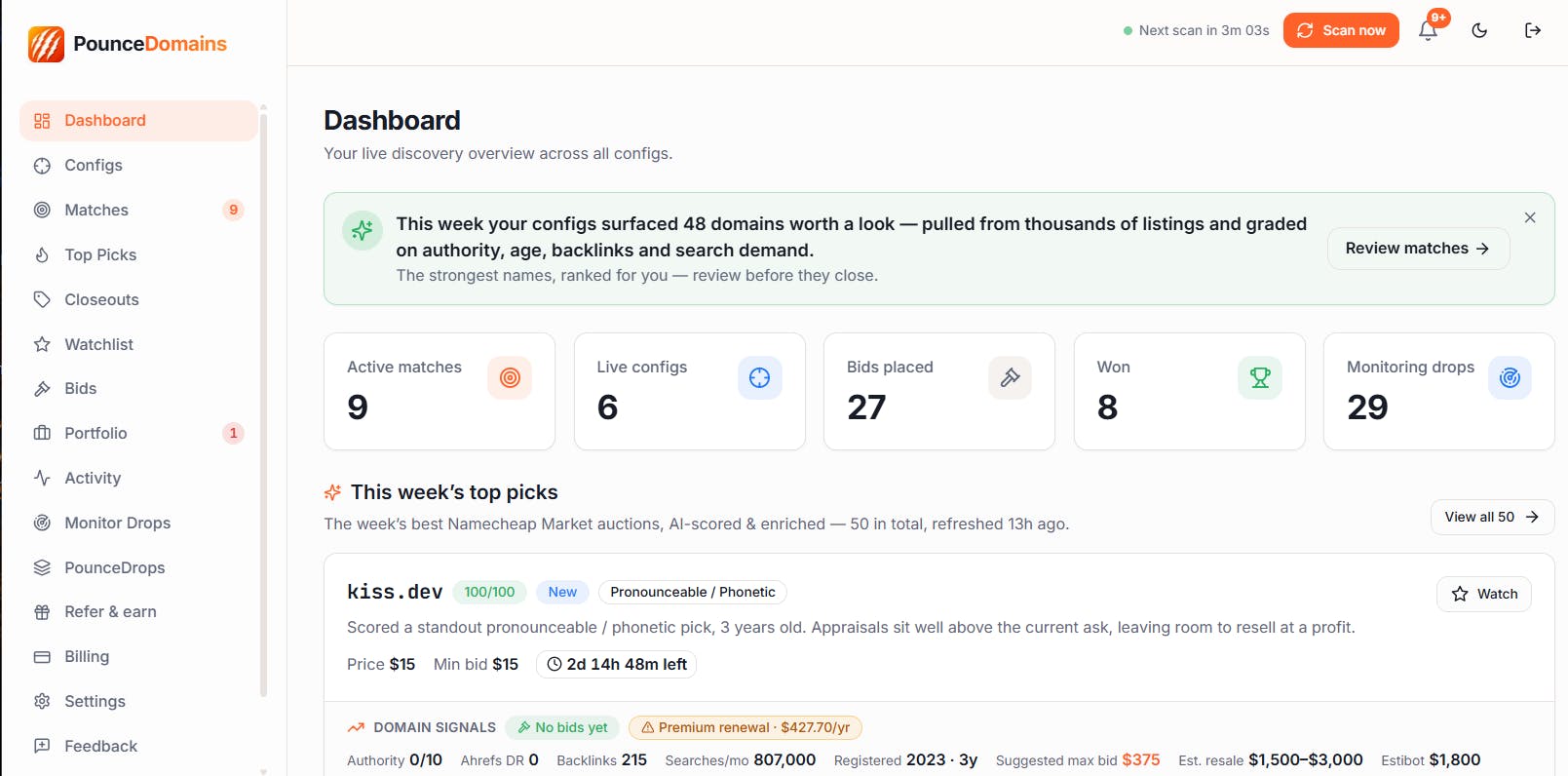PounceDomains preview 2