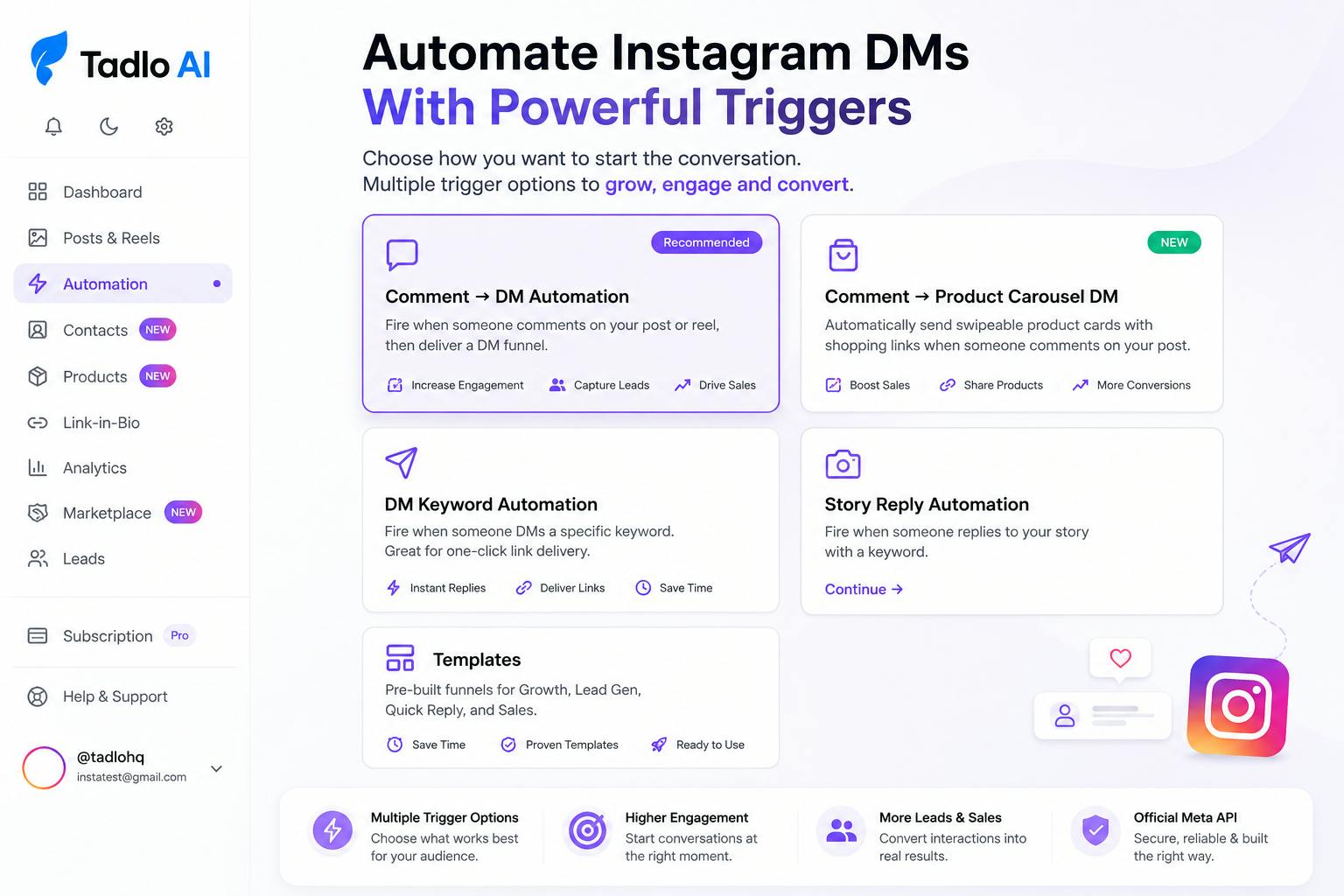 Tadlo AI - Instagram DM Automation preview 3