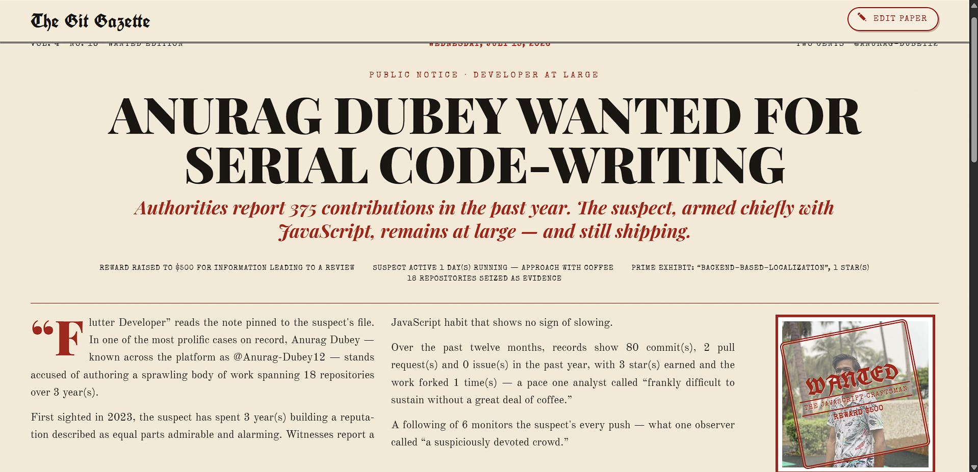 The Git Gazette — Any GitHub, Printed preview 2