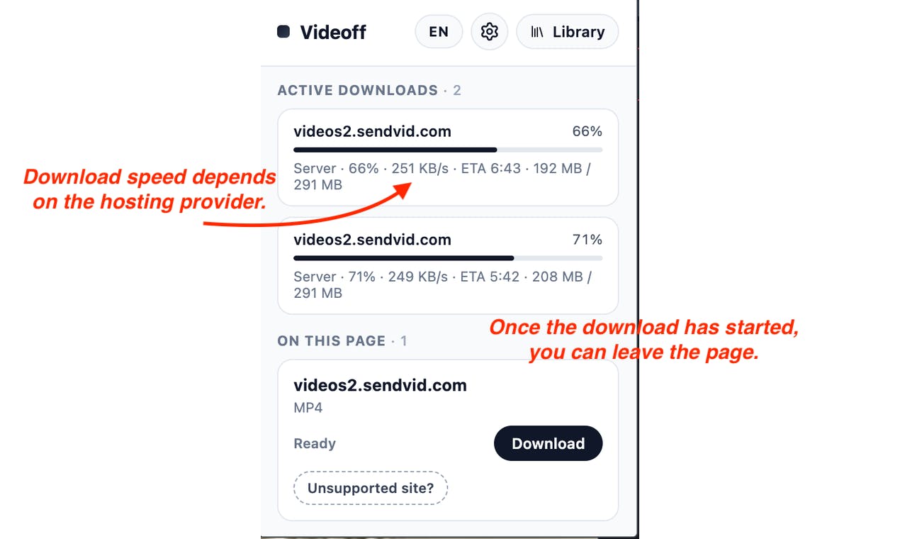 Videoff — detect & archive web videos preview 3