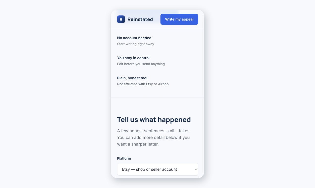 Reinstated: Etsy & Airbnb Appeals preview 2