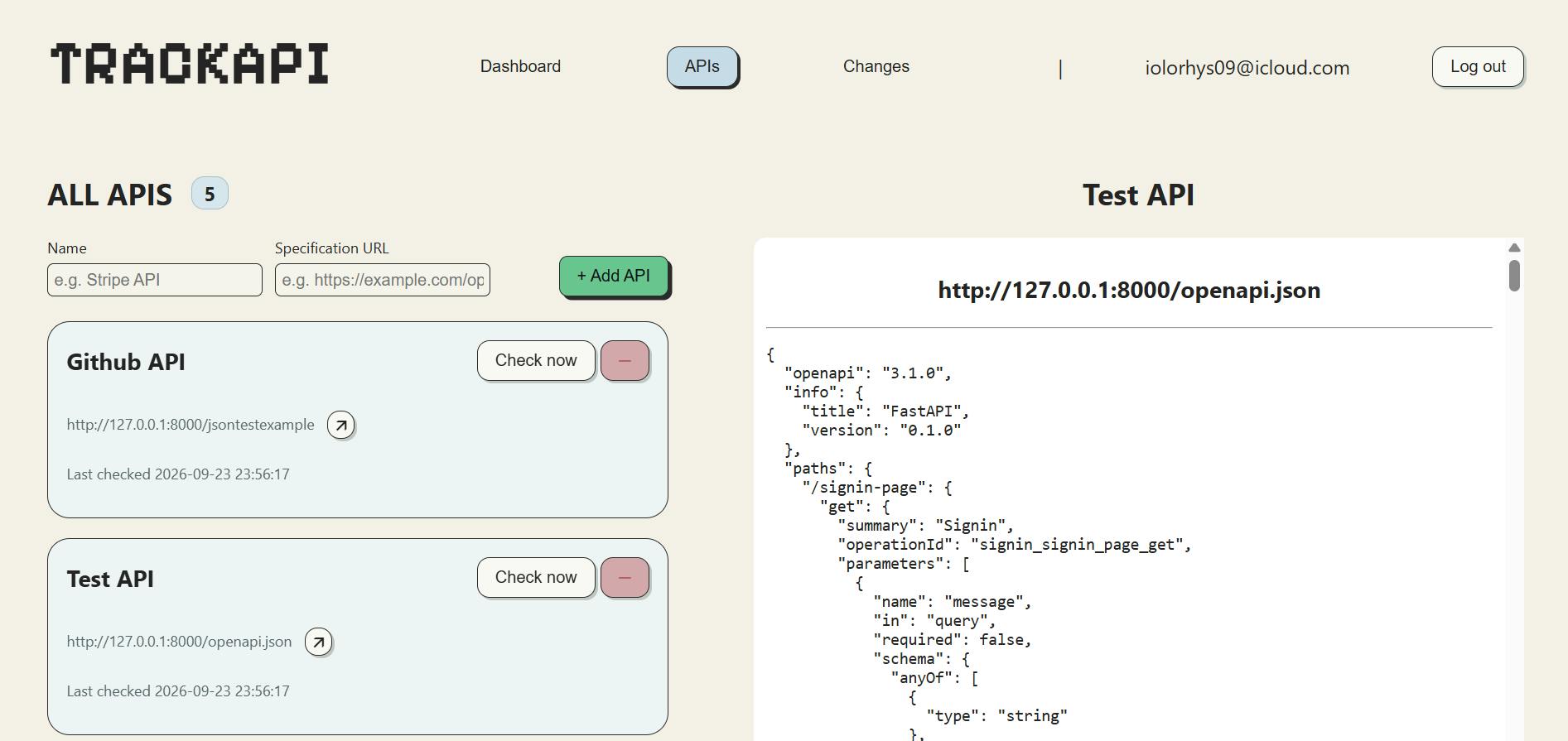 TrackAPI preview 2