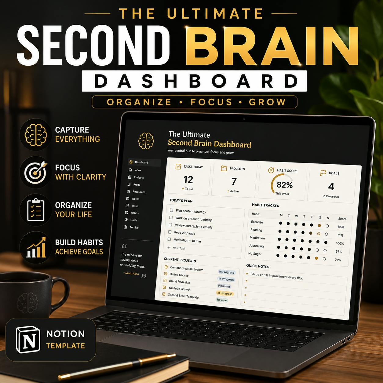 The Ultimate Second Brain Dashboard preview 3
